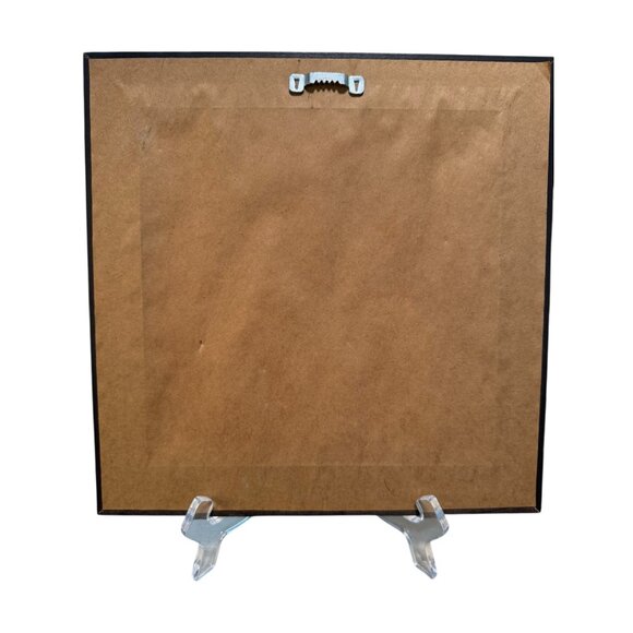 Vintage ? Framed Quilt Star Patchwork Print Wall Art 10"x10" With Rustic Wooden - Picture 9 of 16